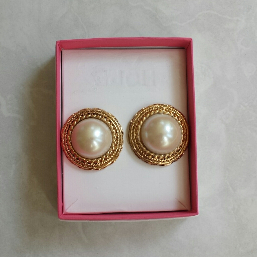 Boutique Gold-Tone Faux Pearl Earrings